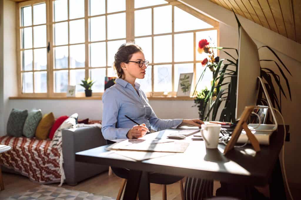Female Worker Working from Home Office and Affecting Housing Demand