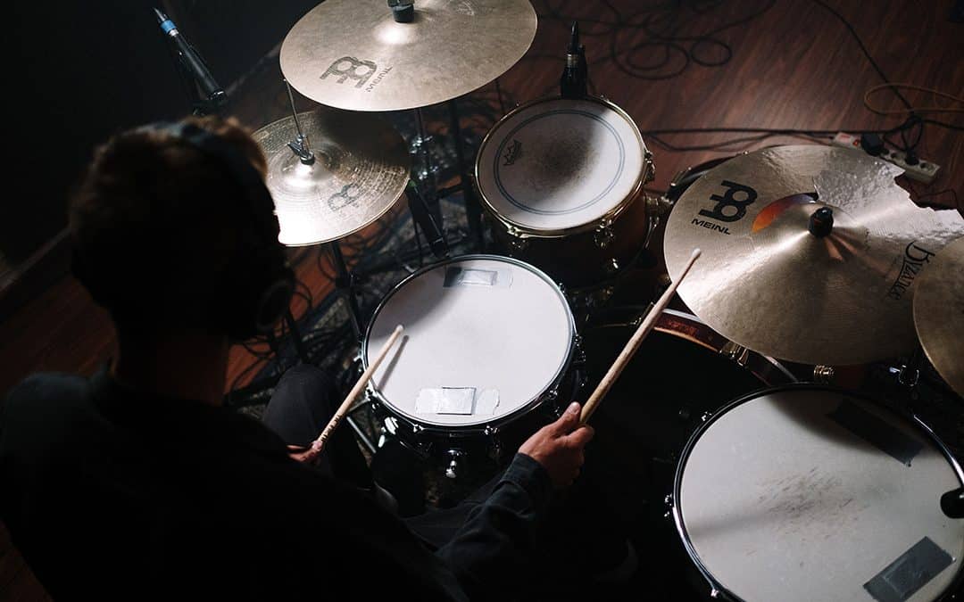 Overhead shot of playing drums