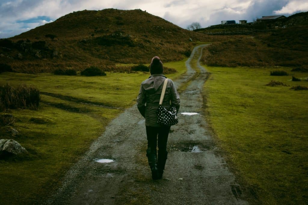 Person Walking down a Path Green