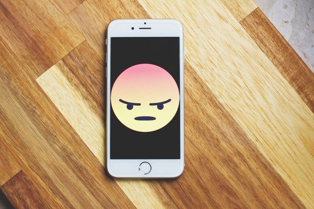 Mad Emoji on Cell Phone