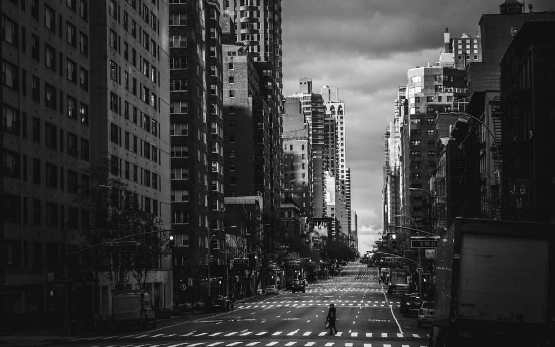 Empty City Street Person Walking