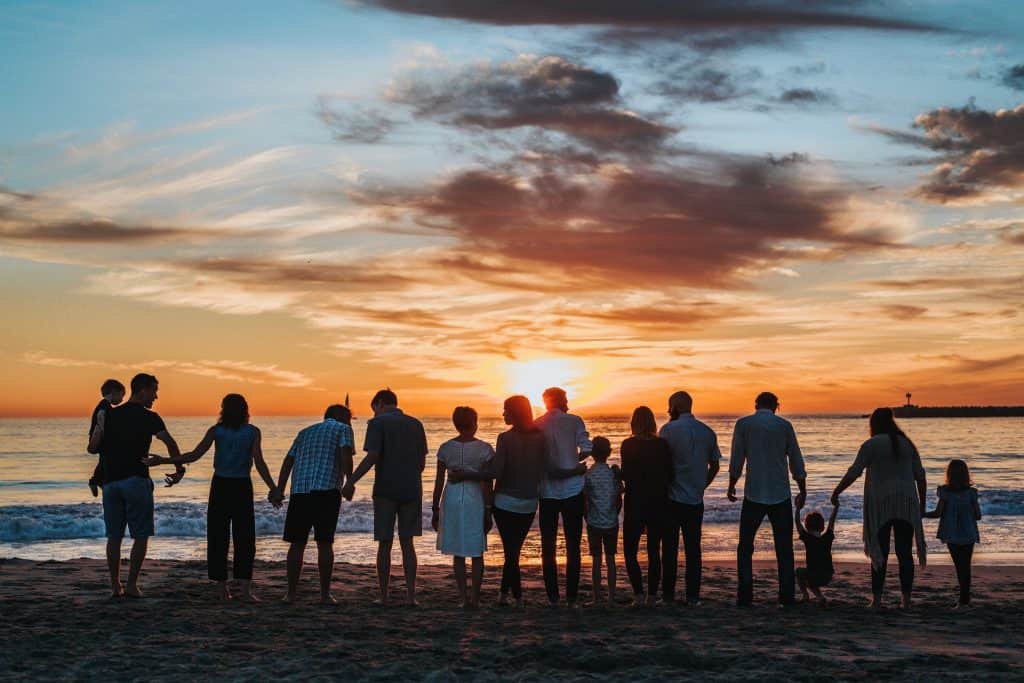 Family Happy Sunset Beach