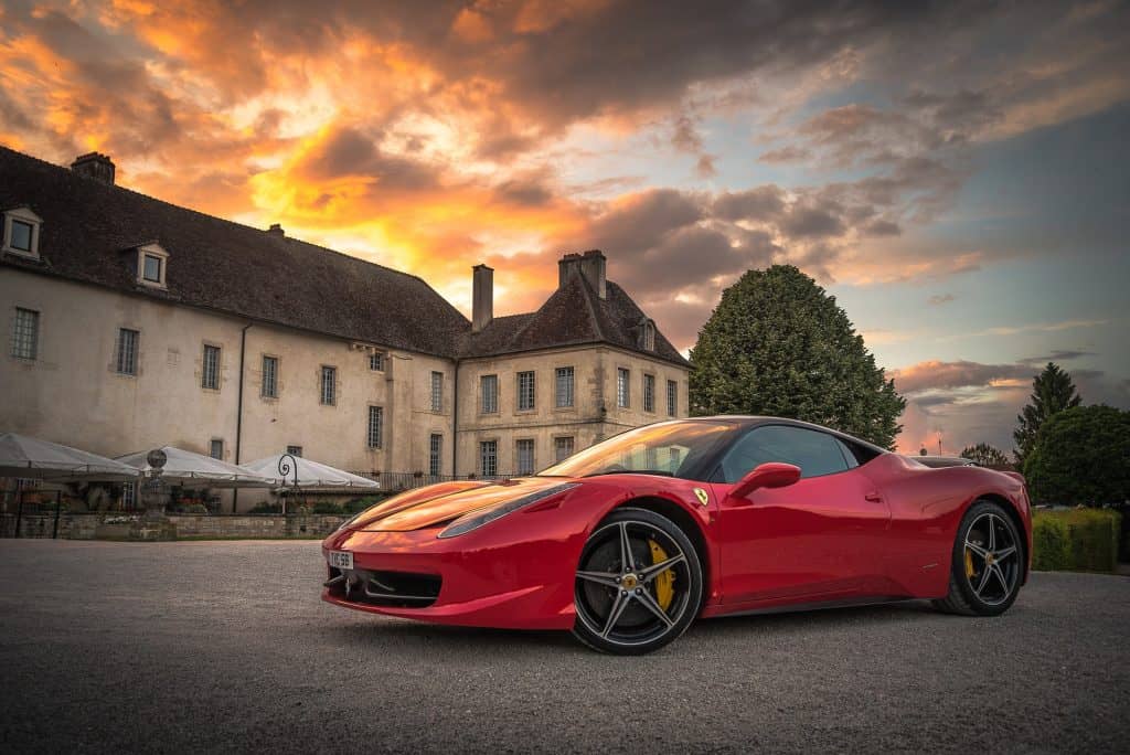 Rich Mansion Fancy Car Sunset