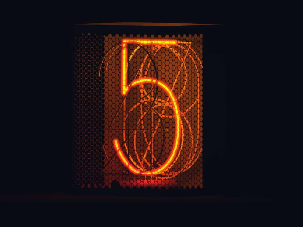 Five 5 Neon Sign