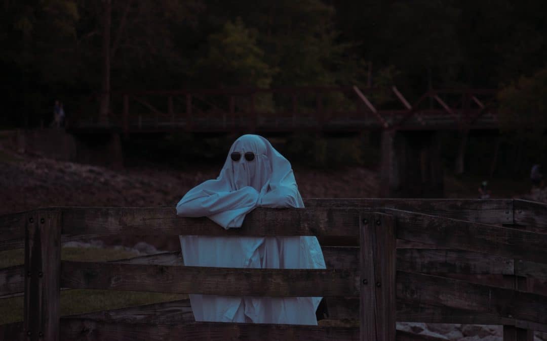 Ghost Spooky Fence Halloween Sunglasses