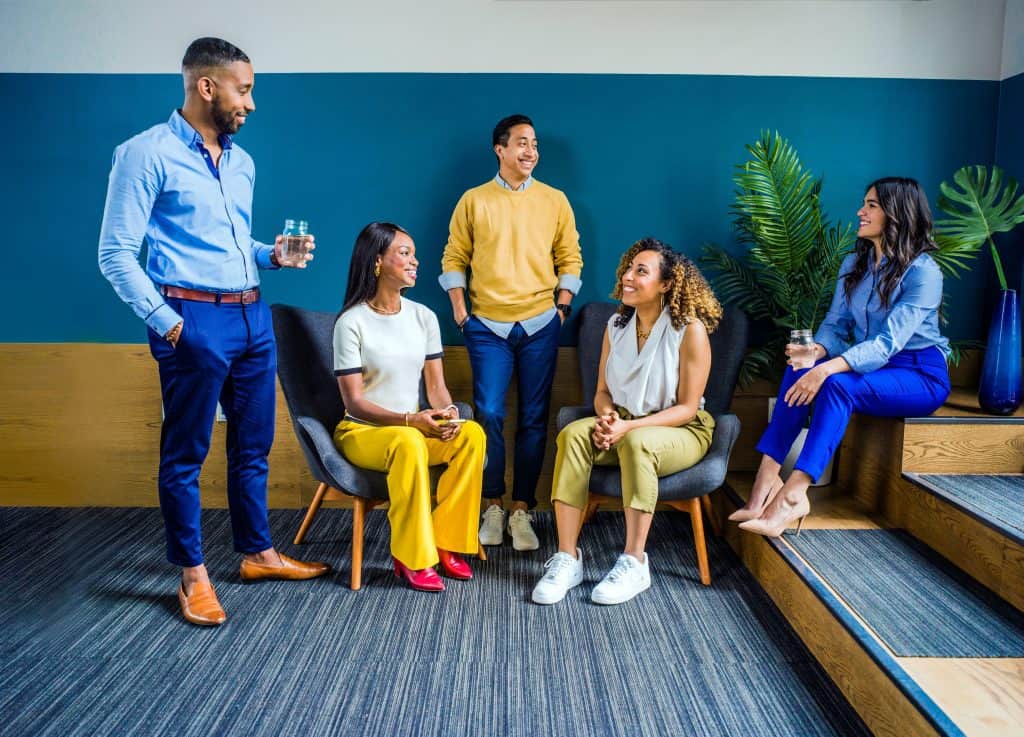 group of people smiling diverse