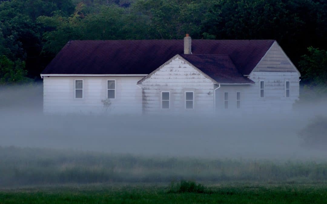 misty house dark creepy