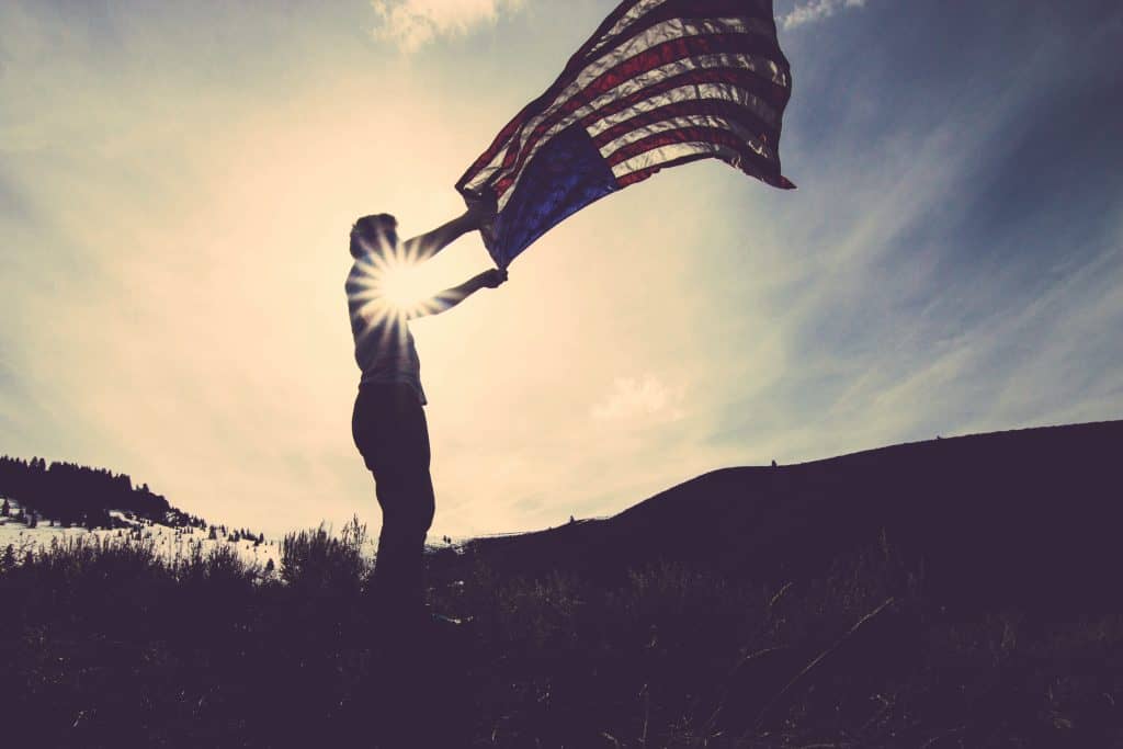person flag sky america