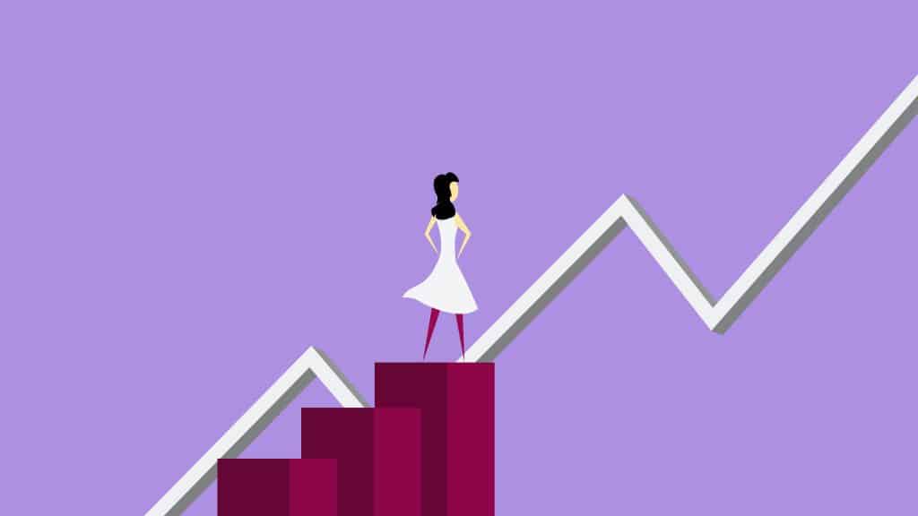 rising chart woman graph