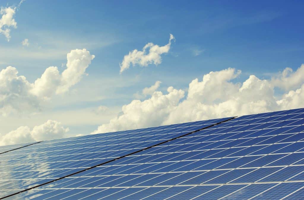 solar panels clouds sky