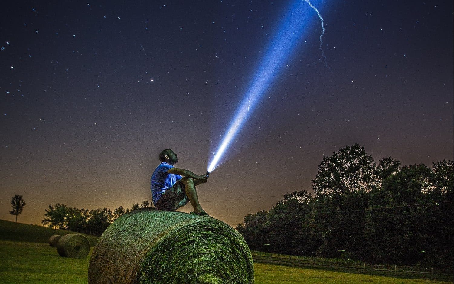 Farm night light ski hay