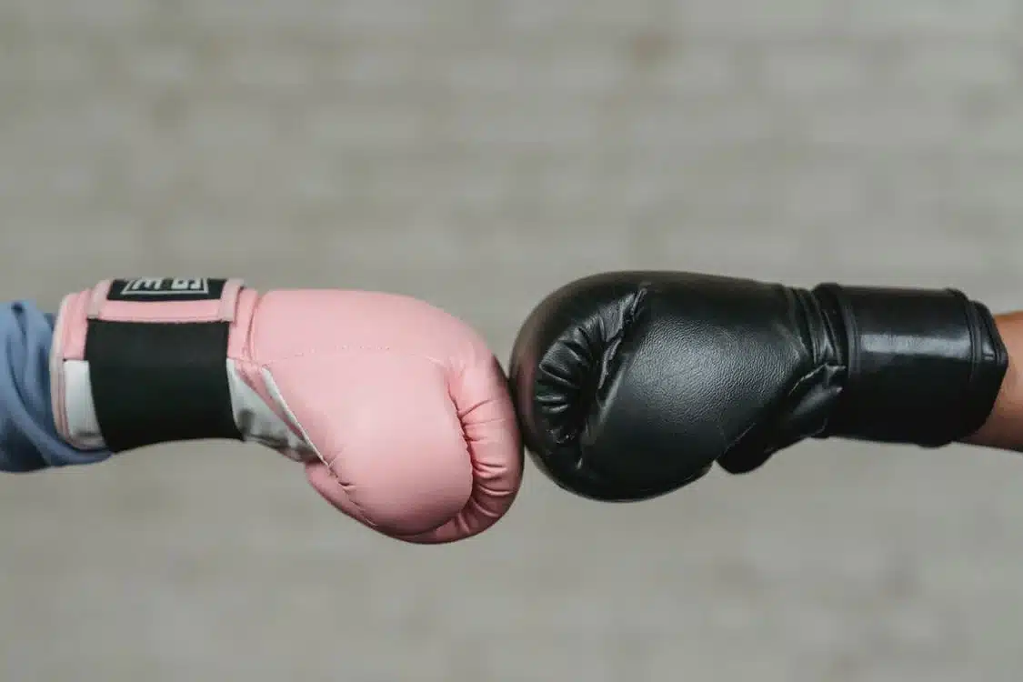 boxing gloves pink black