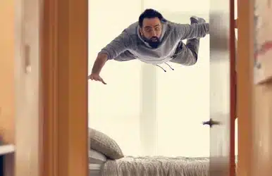 falling man bedroom surprise