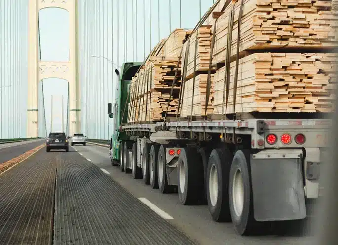 semi truck construction fuel wood