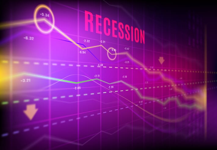 Economics recession, crashed stock loss trading