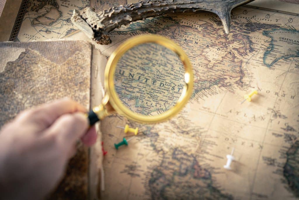 United States Map Magnifying glass