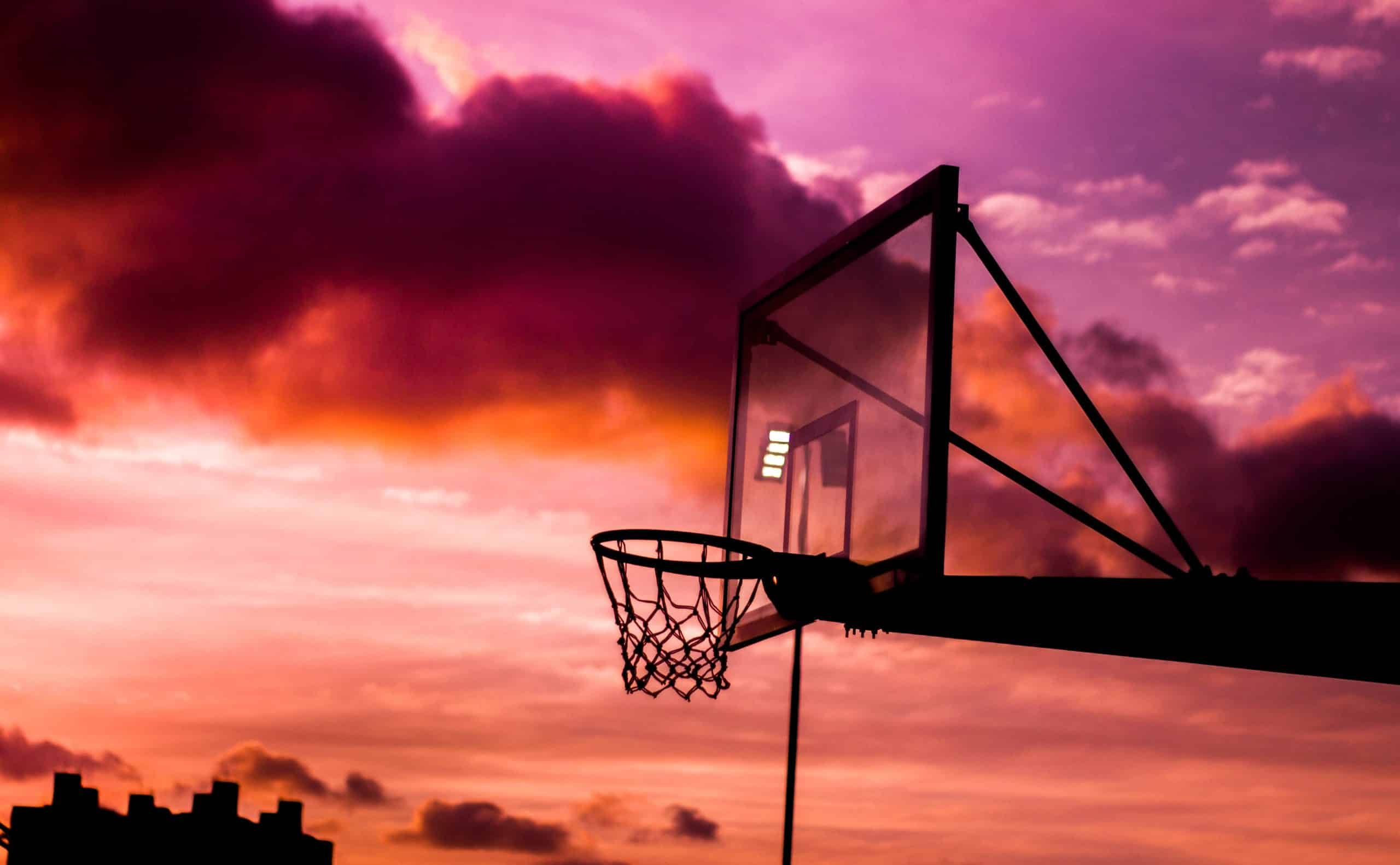 basketball hoop sunset