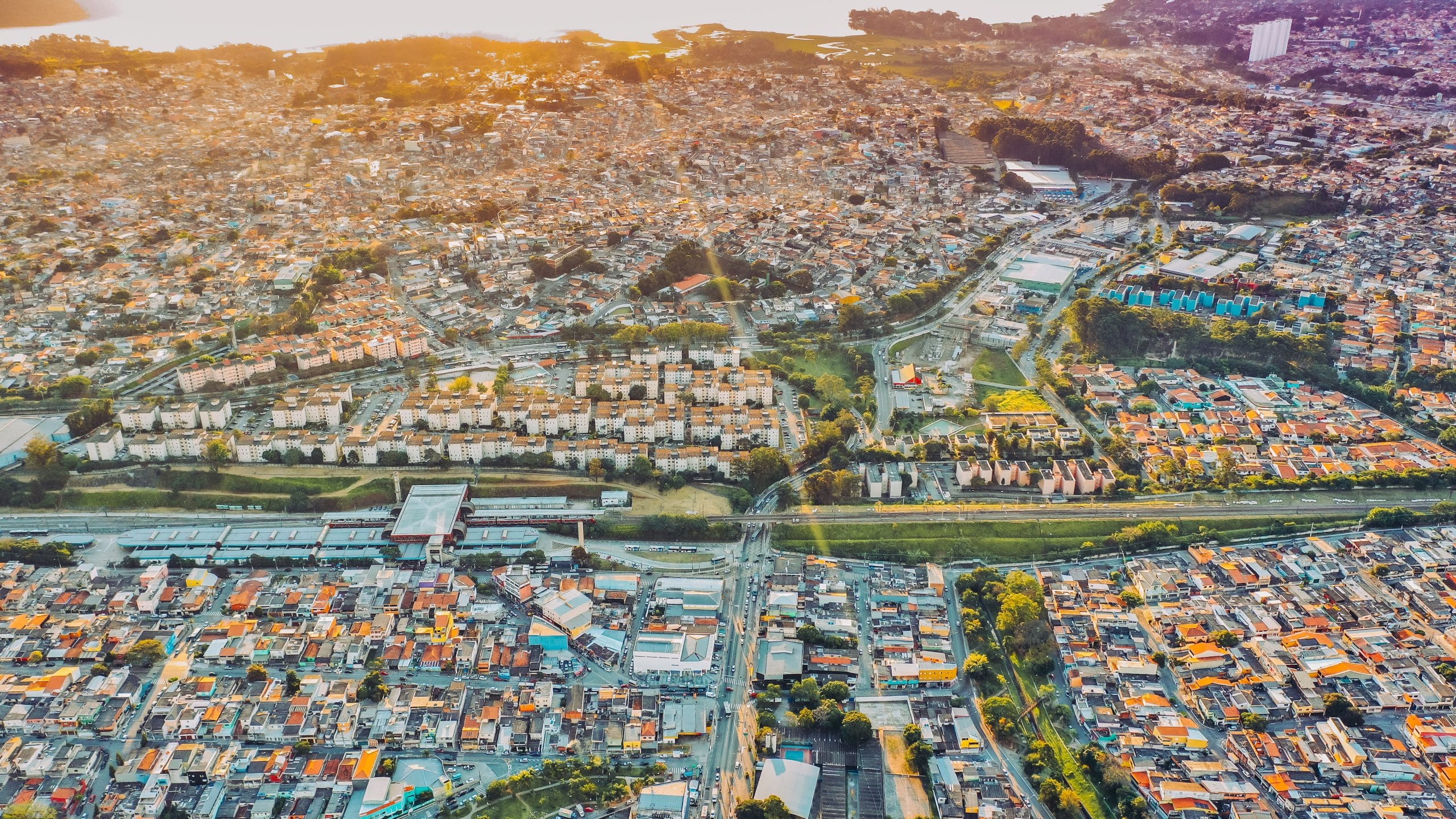 airel view sububs houses river