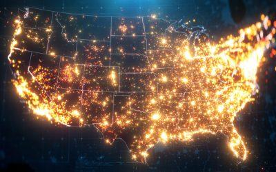 USA United States of America Map Lights Night