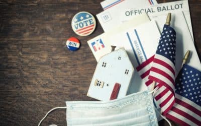 House model and US flag atop ballot affordable housing 2022 election