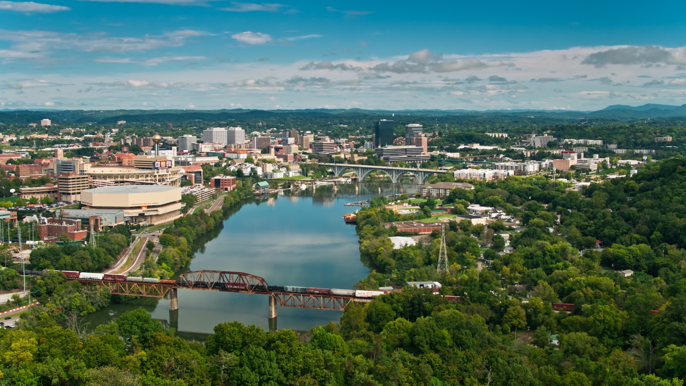 Aerial View of Knoxville Surrounded by Forest