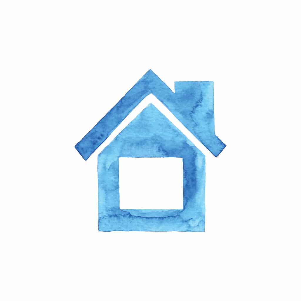 Watercolor Blue House Icon