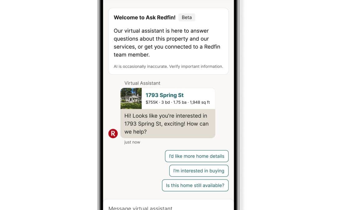Redfin Debuts AI-Powered Tool Offering Listing Information