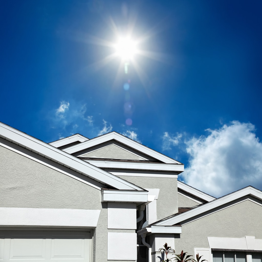 Close up family home exterior over clear sky