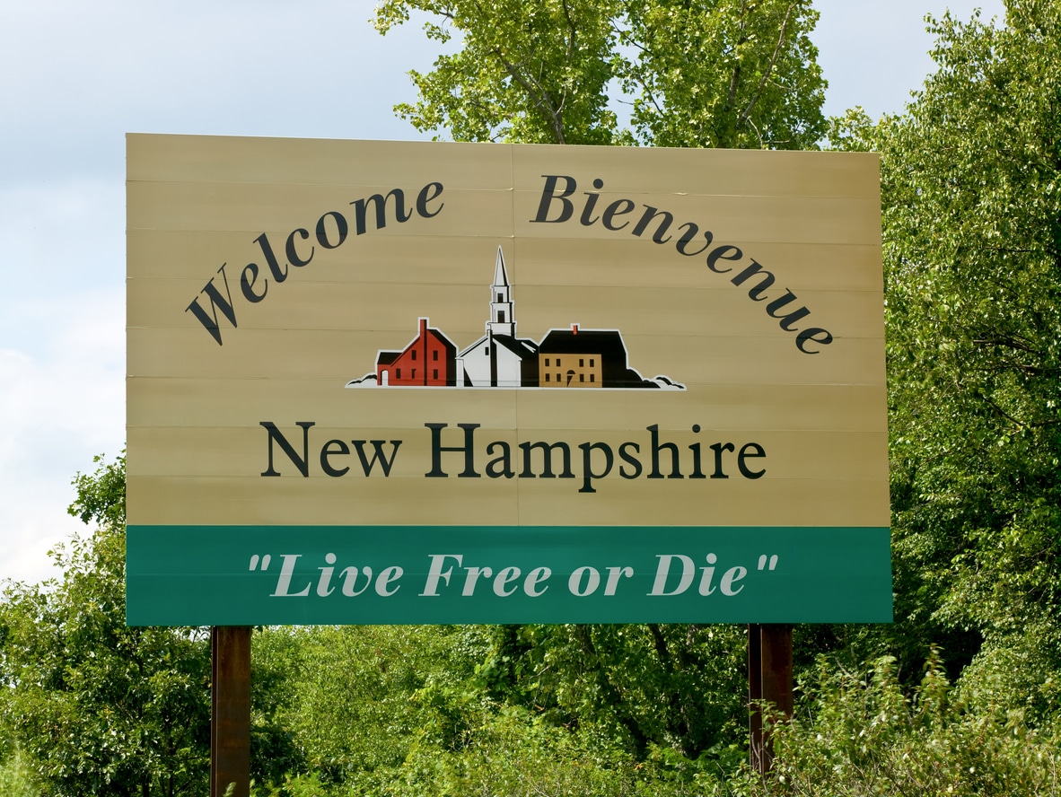 New Hampshire state welcome sign