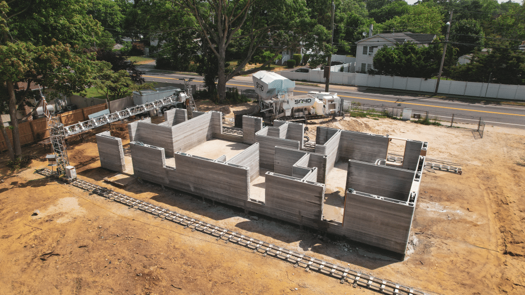 A 3D-printed home under construction on Long Island, New York.
