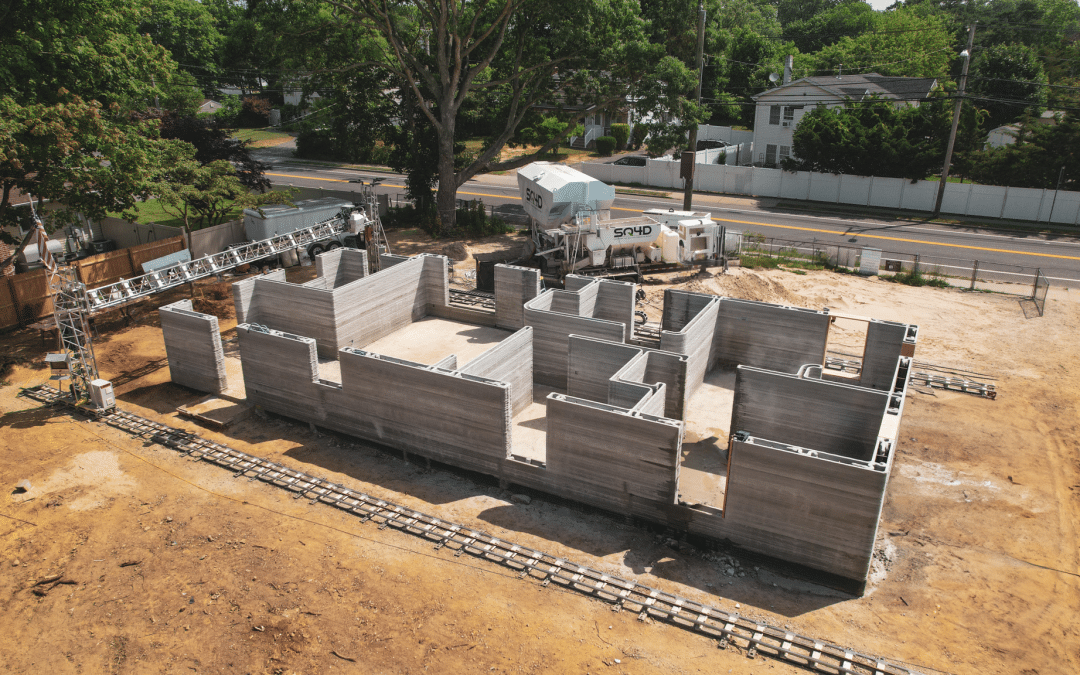 A 3D-printed home under construction on Long Island, New York.