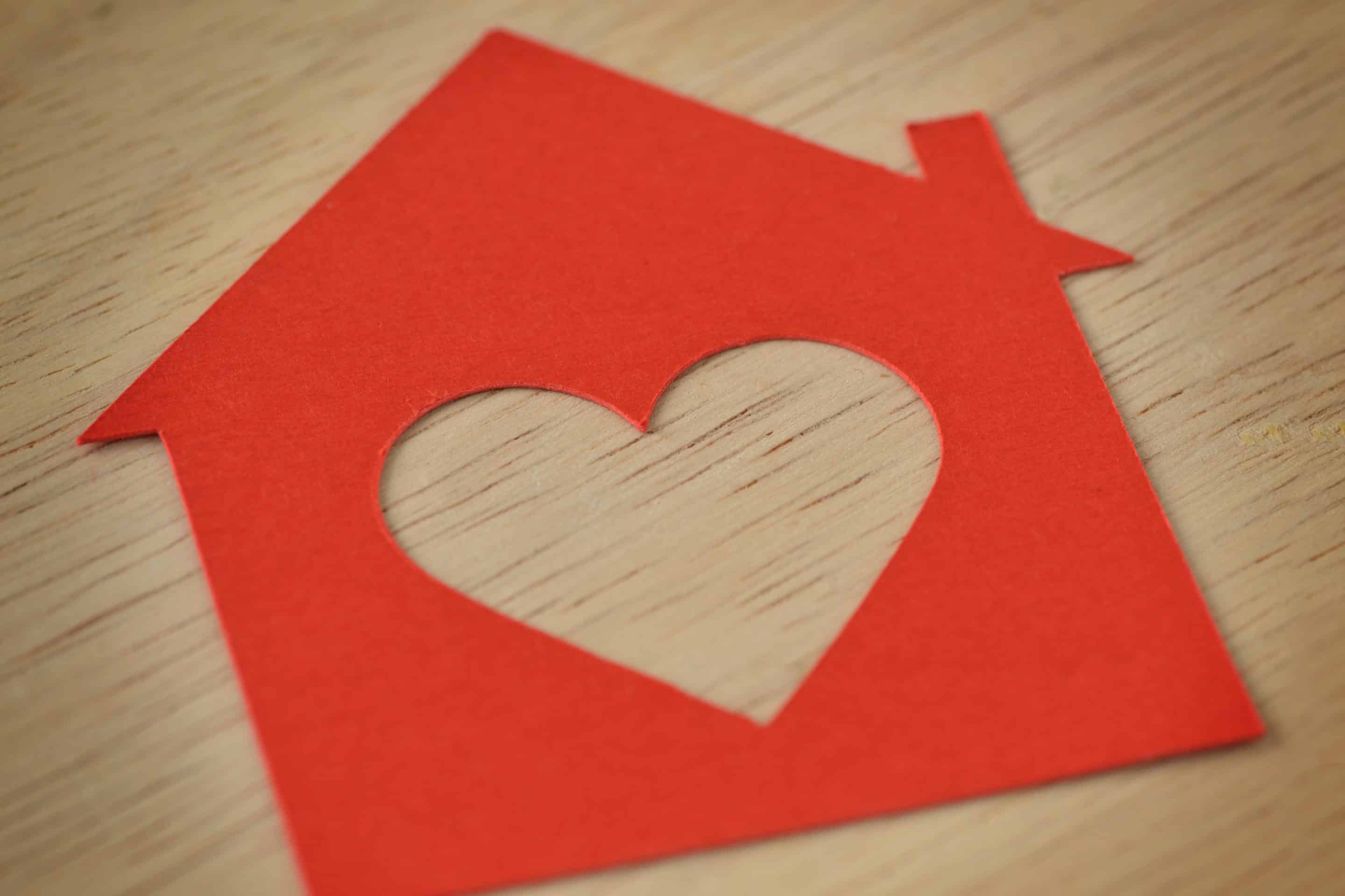 High Angle View Of Heart Shape On Wooden Table