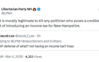 New Hampshire Libertarian Party Issues Death Threat Against Politician for Property Tax Relief Proposal
