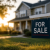 Home for sale at sunset during a challenging housing market