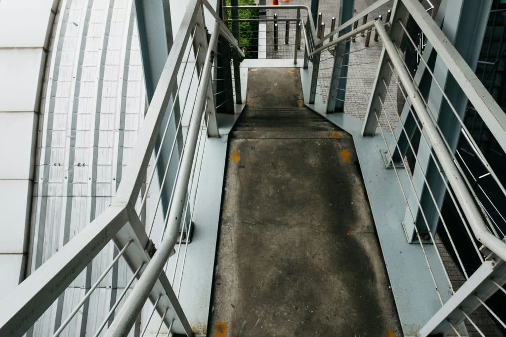 Accessible ramp and entrance at a multifamily residential building