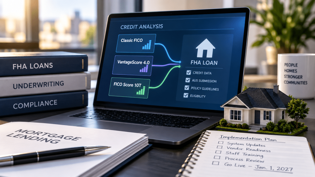 Mortgage credit score data representing FHA's adoption of VantageScore 4.0 and FICO Score 10T
