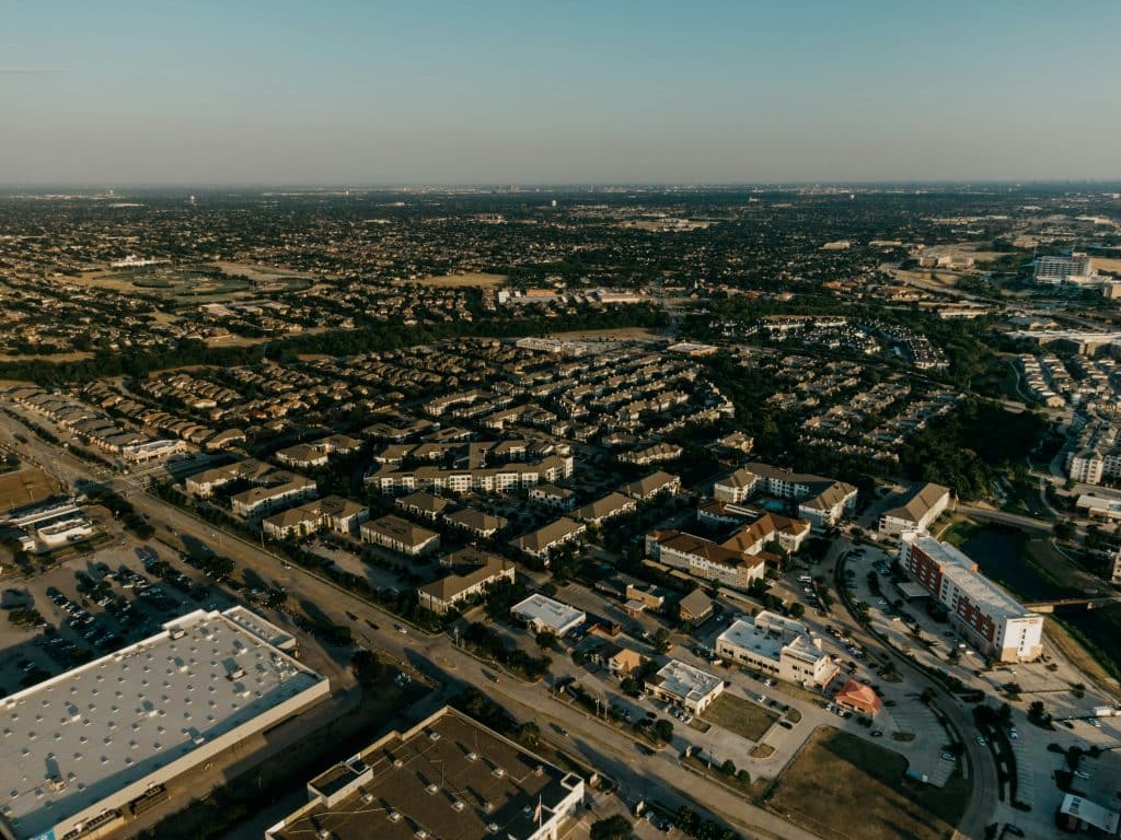 Aerial view of residential development in Frisco, Texas