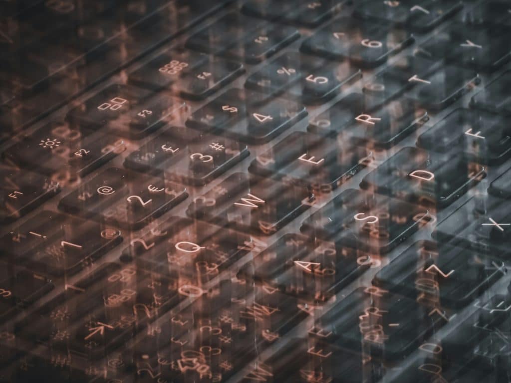 Close-up abstract view of a computer keyboard