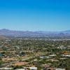 Aerial view of Phoenix with mountains in the background