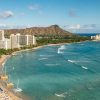 Waikiki beachfront and resort district in Honolulu, Hawaii