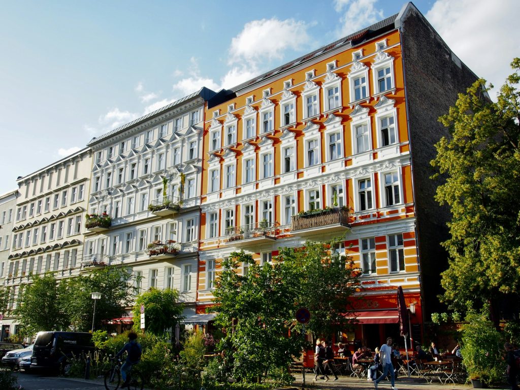 Residential streetscape in Berlin, Germany, illustrating debate over proposed public ownership of large apartment portfolios
