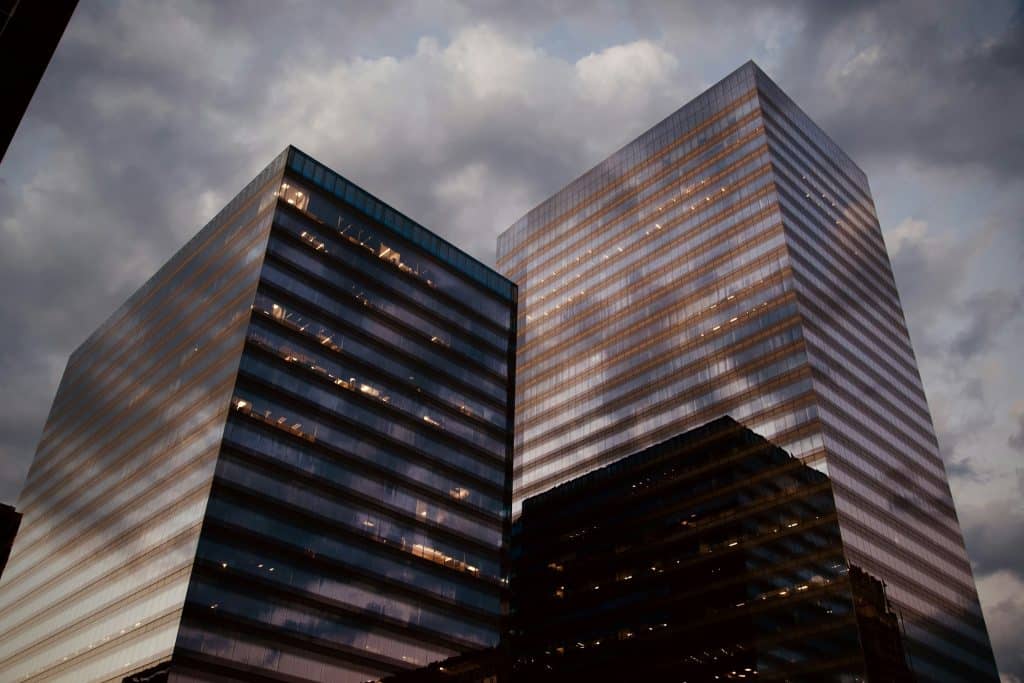 Commercial building facade illustrating commercial real estate credit exposure
