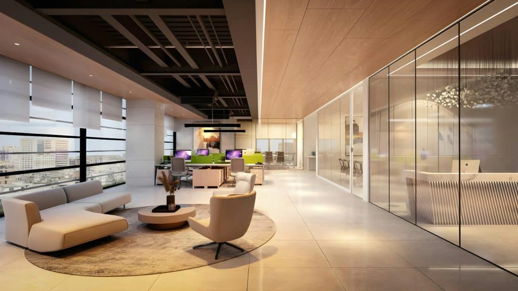 Contemporary office interior illustrating commercial property operations