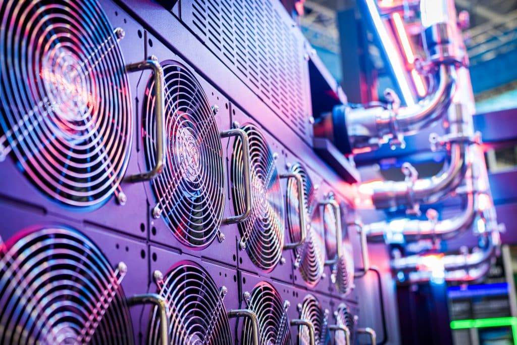 Server cooling fans in a data center illustrating digital infrastructure leasing