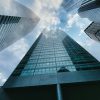 Office skyscraper viewed from below