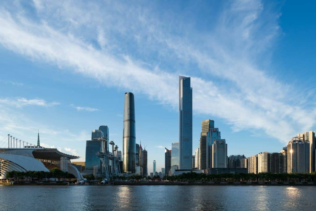 Guangzhou, China skyline viewed across the Pearl River, illustrative photograph