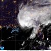 NOAA GOES-19 satellite image of Hurricane Isaias covering the northern Gulf Coast as the storm approaches the Florida Panhandle on October 9, 2026