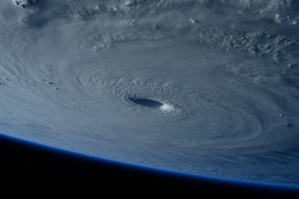 Archival view of a hurricane from space, illustrative only; not Hurricane Simon