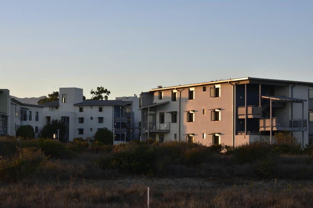 Apartment buildings illustrating multifamily development; not Harken in Los Altos