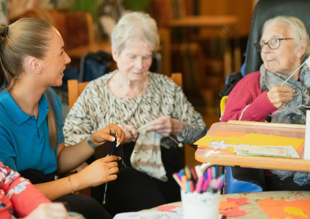 Senior living residents participating in a community activity